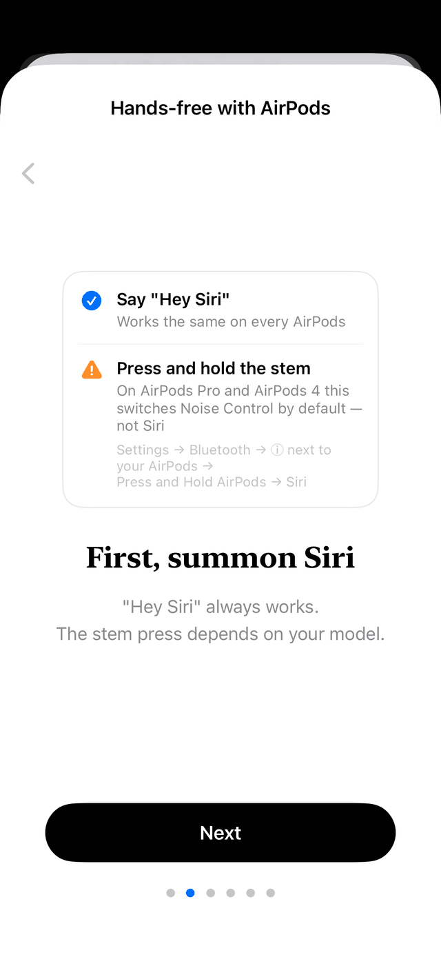 Siri setup screen 2
